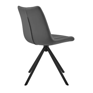 Vind Swivel Side Chair in Gray Leatherette with Black Steel Legs - Set of 1