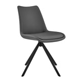 Vind Swivel Side Chair in Gray Leatherette with Black Steel Legs - Set of 1