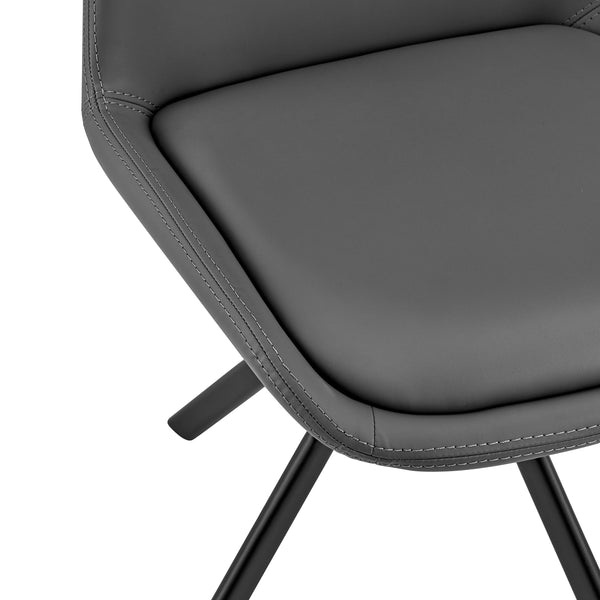 Vind Swivel Side Chair in Gray Leatherette with Black Steel Legs - Set of 1