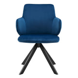 Vigo Swivel Side Chair in Blue Velvet with Black Steel Legs - Set of 1