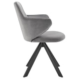 Vigo Swivel Side Chair in Gray Velvet with Black Steel Legs - Set of 1