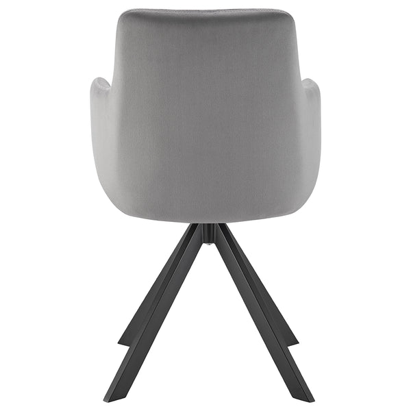 Vigo Swivel Side Chair in Gray Velvet with Black Steel Legs - Set of 1