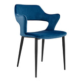 Vidar Side Chair in Blue Velvet with Black Steel Legs - Set of 1