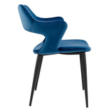 Vidar Side Chair in Blue Velvet with Black Steel Legs - Set of 1
