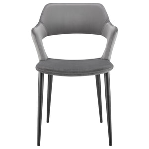 Vidar Side Chair in Gray Velvet with Black Steel Legs - Set of 1