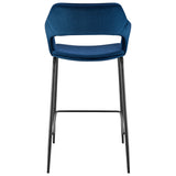 Vidar Counter Stool in Blue Velvet with Black Steel Legs - Set of 1