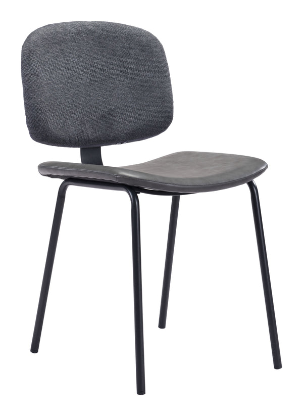 Zuo Modern Worcester 100% Polyester, 100% Polyurethane, Plywood, Steel Modern Commercial Grade Dining Chair Set - Set of 2 Gray, Black 100% Polyester, 100% Polyurethane, Plywood, Steel