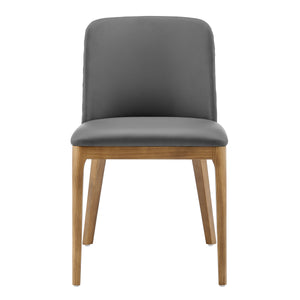 Tilde Side Chair in Gray Leatherette with Walnut Legs - Set of 2
