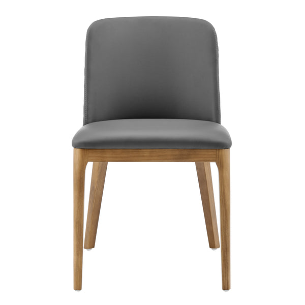 Tilde Side Chair in Gray Leatherette with Walnut Legs - Set of 2
