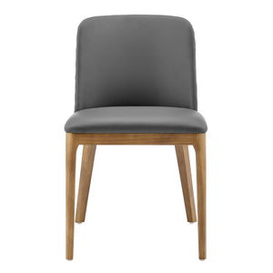 Tilde Side Chair in Gray Leatherette with Walnut Legs - Set of 2