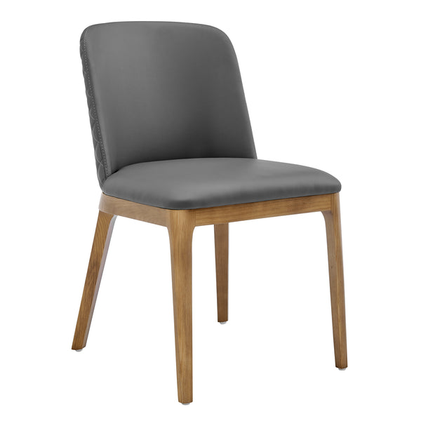 Tilde Side Chair in Gray Leatherette with Walnut Legs - Set of 2