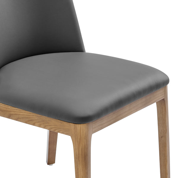 Tilde Side Chair in Gray Leatherette with Walnut Legs - Set of 2
