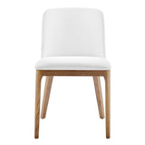 Tilde Side Chair in White Leatherette with Walnut Legs - Set of 2