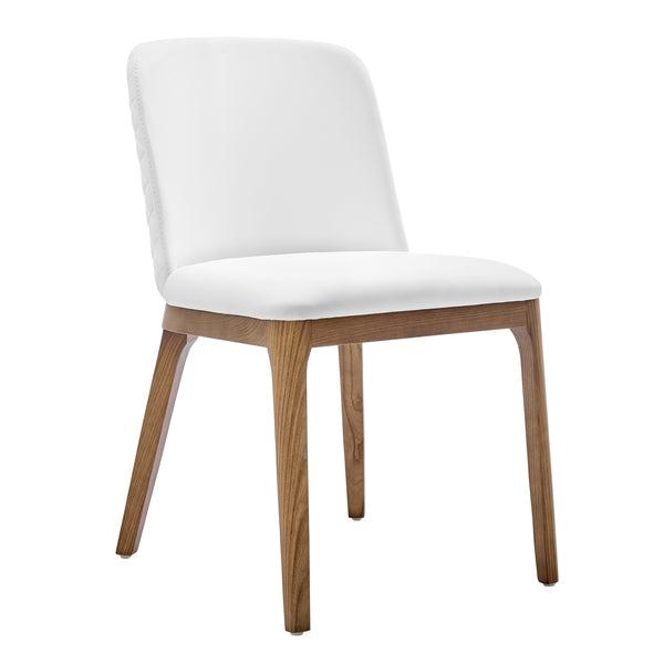 Tilde Side Chair in White Leatherette with Walnut Legs - Set of 2