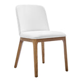 Tilde Side Chair in White Leatherette with Walnut Legs - Set of 2