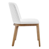 Tilde Side Chair in White Leatherette with Walnut Legs - Set of 2