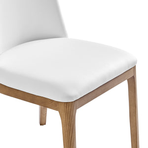 Tilde Side Chair in White Leatherette with Walnut Legs - Set of 2