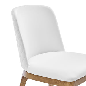Tilde Side Chair in White Leatherette with Walnut Legs - Set of 2