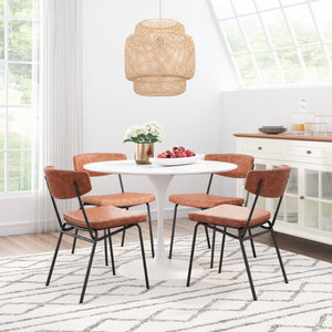 Zuo Modern Ellen 100% Polyurethane, Plywood, Steel Modern Commercial Grade Dining Chair Set - Set of 2 Vintage Brown, Black 100% Polyurethane, Plywood, Steel