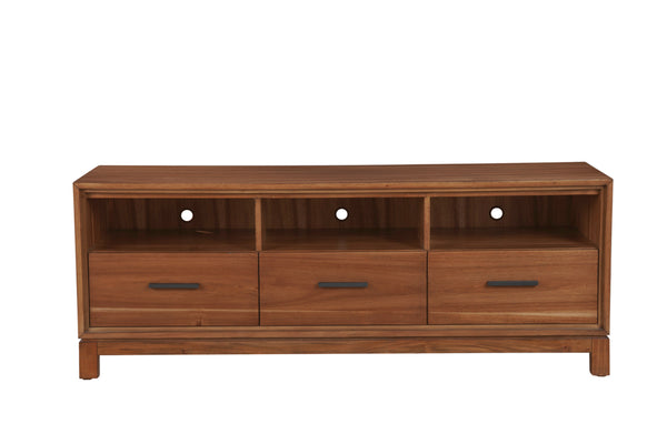 Nova TV Console in Honey Maple - Fully Assembled Mahogany with Dovetail Drawers & Cord Management