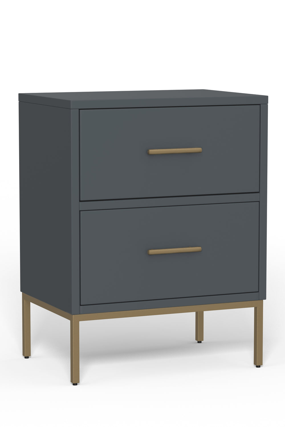 Alpine Furniture Madelyn Two Drawer Nightstand, Slate Gray 2010G-02 Slate Gray Mahogany Solids & Veneer 20 x 15 x 26