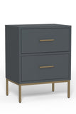 Alpine Furniture Madelyn Two Drawer Nightstand, Slate Gray 2010G-02 Slate Gray Mahogany Solids & Veneer 20 x 15 x 26