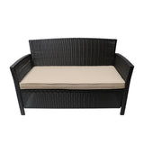 St. Lucia Outdoor Wicker Loveseat, Brown and Tan Noble House