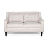 Galene Contemporary Fabric Loveseat,  Beige and Dark Brown Noble House