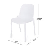 Ivy Outdoor Modern Stacking Dining Chair, White Noble House
