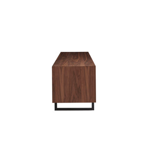 Anderson 71" Media Stand in Walnut and Dark Gray with Black Steel Base