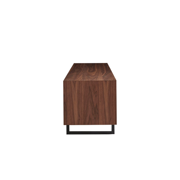 Anderson 71" Media Stand in Walnut and Dark Gray with Black Steel Base