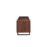 Anderson 71" Media Stand in Walnut and Dark Gray with Black Steel Base