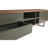 Anderson 71" Media Stand in Walnut and Dark Gray with Black Steel Base