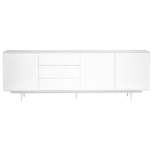 Birmingham 84" Sideboard in High Gloss White Lacquer with White Steel Base