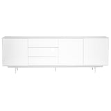 Birmingham 84" Sideboard in High Gloss White Lacquer with White Steel Base