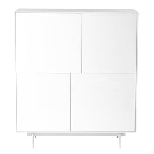 Birmingham 43" Cabinet Stand in High Gloss White Lacquer with White Steel Base