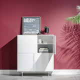 Birmingham 43" Cabinet Stand in High Gloss White Lacquer with White Steel Base