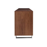Alvarado 71" Media Stand in American Walnut with Brushed Stainless Steel Base