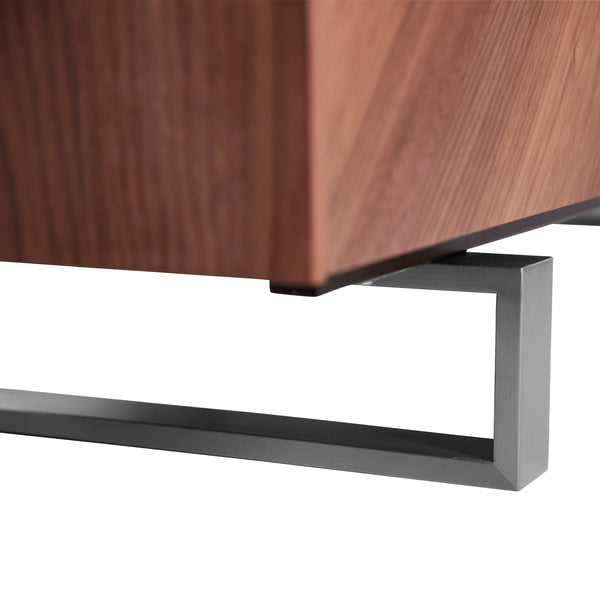 Alvarado 71" Media Stand in American Walnut with Brushed Stainless Steel Base