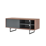 Anderson 48" Media Stand in Walnut and Dark Gray with Black Steel Base