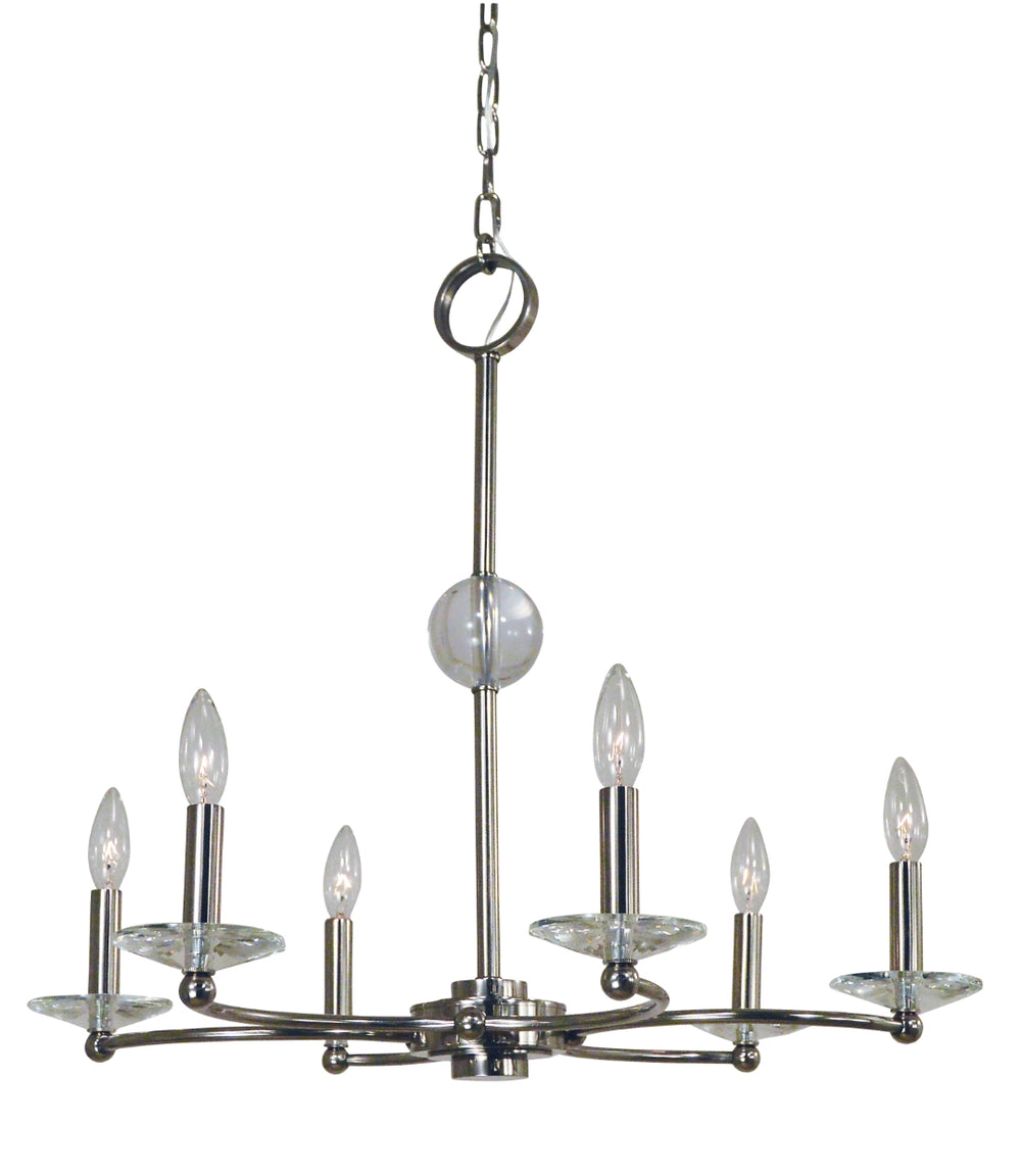 6-Light Polished Nickel Pirouette Chandelier