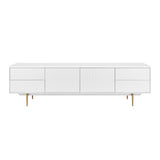 Norna 79" Media Stand in Matte White with Brass Legs