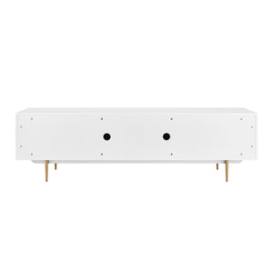 Norna 79" Media Stand in Matte White with Brass Legs