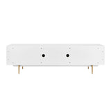 Norna 79" Media Stand in Matte White with Brass Legs