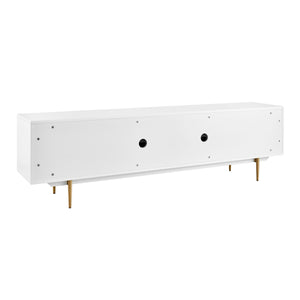 Norna 79" Media Stand in Matte White with Brass Legs