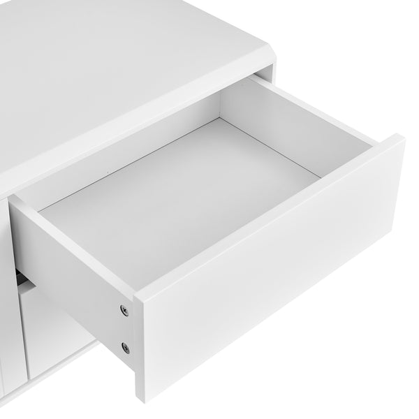 Norna 79" Media Stand in Matte White with Brass Legs