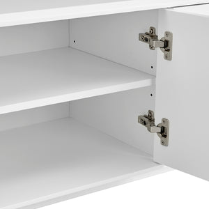 Norna 79" Media Stand in Matte White with Brass Legs
