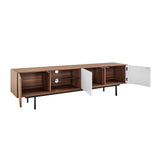 Norna 79" Media Stand Panels in Walnut/Matte White with Matte Black Legs