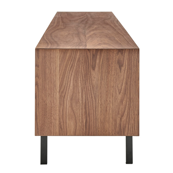 Norna 79" Media Stand Panels in Walnut/Matte White with Matte Black Legs