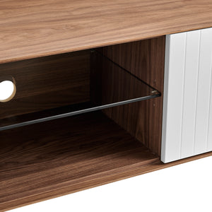 Norna 79" Media Stand Panels in Walnut/Matte White with Matte Black Legs